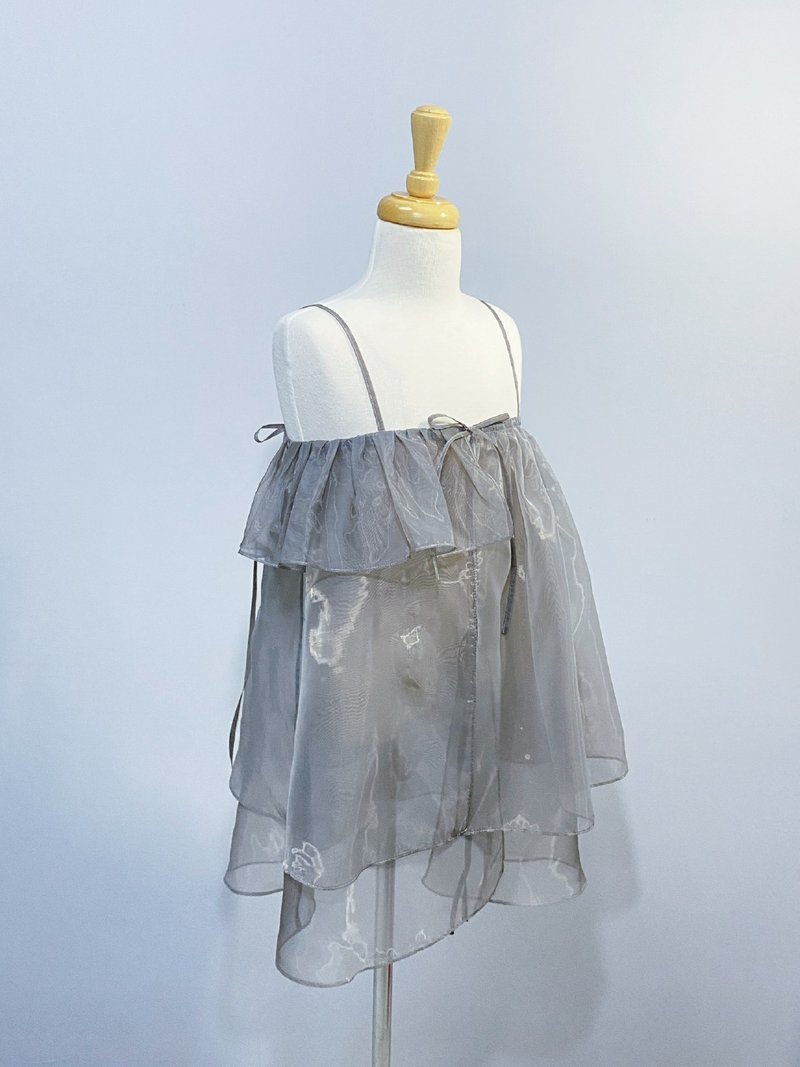 【Parent-Child Series】That Cloud Is Beautiful • Sheer Tie-Top - Skirts - Polyester White