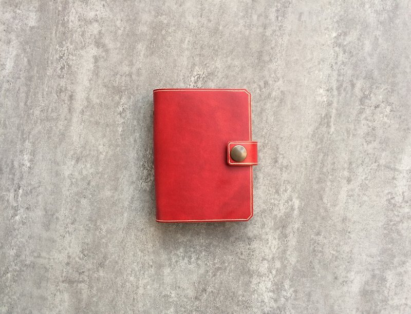 Red Simple Leather Card Holder/ Leather Business Card Holder/ Ticket Holder - ที่เก็บนามบัตร - หนังแท้ สีแดง
