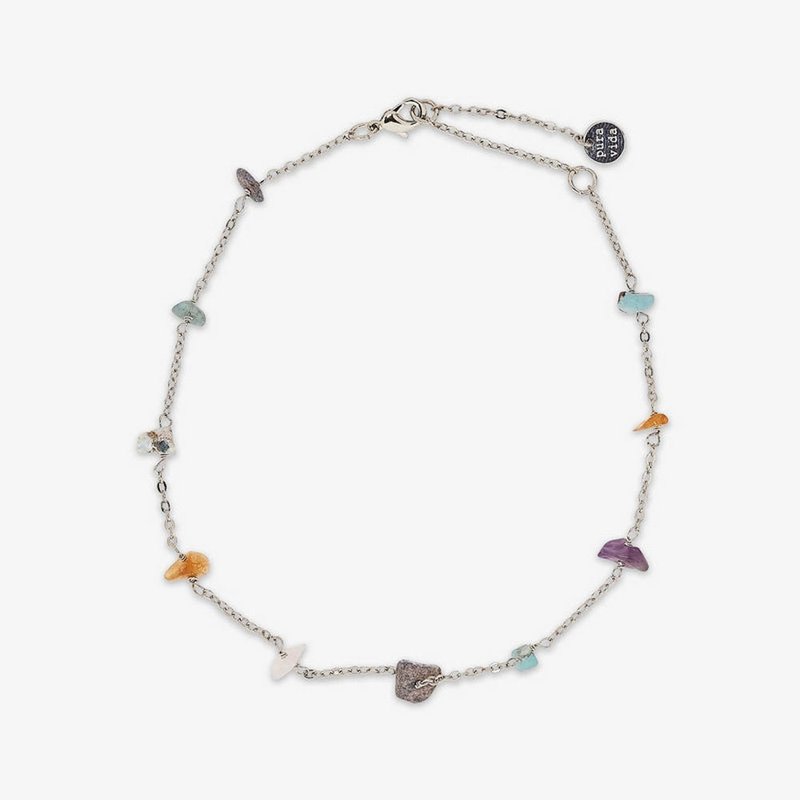 Pura Vida American handmade RAINBOW CHIP colorful red Gemstone anklet - Bracelets - Cotton & Hemp Multicolor