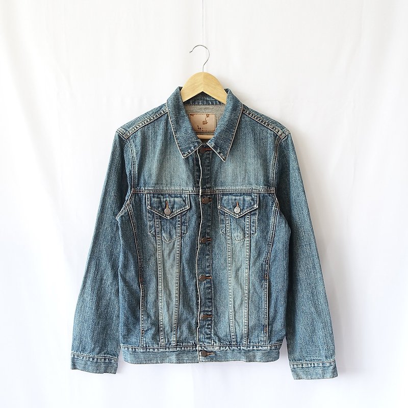 │Slowly│ vintage denim jacket 30│vintage. Retro. Literature. - Women's Casual & Functional Jackets - Cotton & Hemp Blue