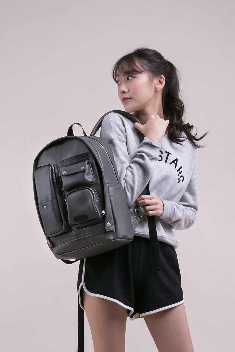 RITE-Twin Series-Fantasy Scarecrow Backpack-Leather Grey - Backpacks - Genuine Leather Gray