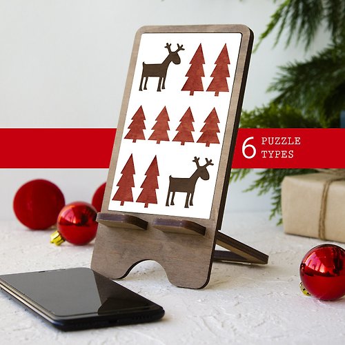 RedHeadKat Laser cut file download. Phone stand. DIY puzzle game. Christmas & New Year gift