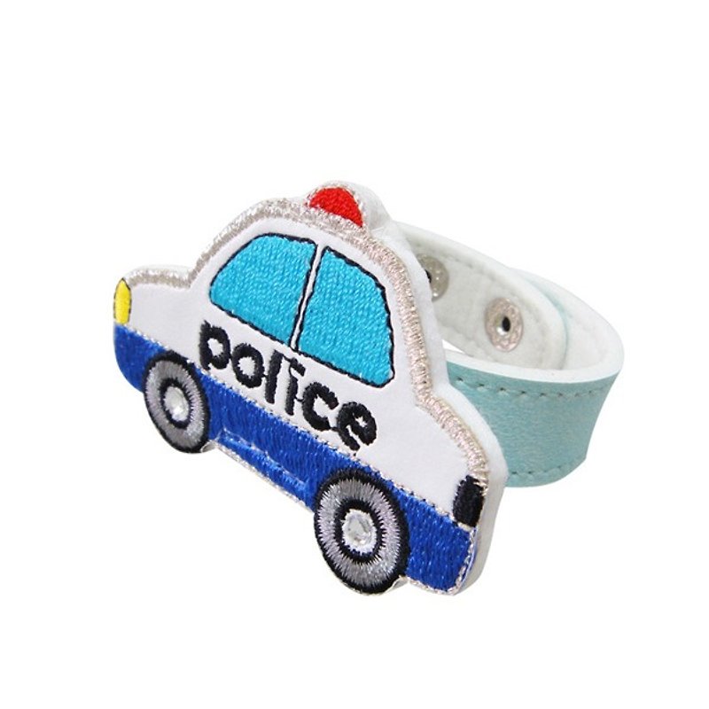 wristband /  bracelet accessory–  Righteous Hero Police Car (with leather wristband) - สร้อยข้อมือ - วัสดุอื่นๆ สีน้ำเงิน