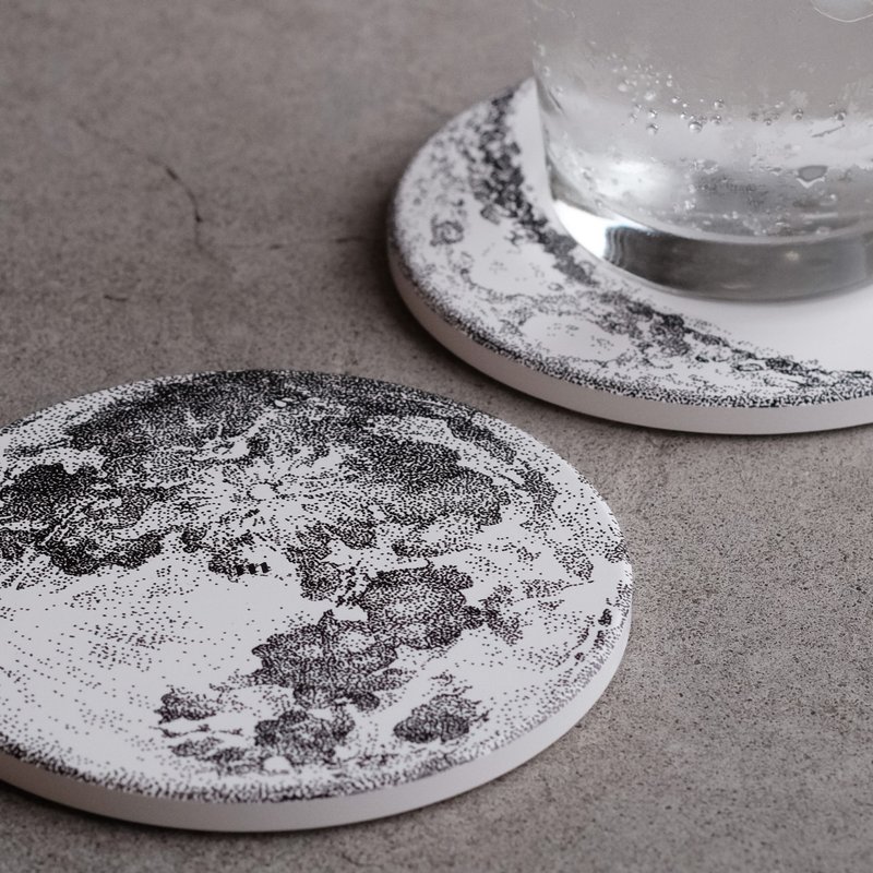 Silicone Moisture Absorbent Coaster / Moonlight Two - ที่รองแก้ว - เครื่องลายคราม ขาว