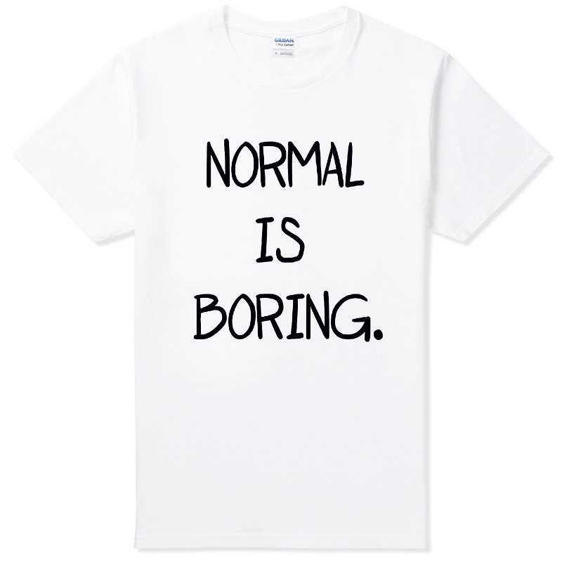 Normal is Boring English short-sleeved T-shirt for men and women-2 color text green English - Men's T-Shirts & Tops - Cotton & Hemp Multicolor