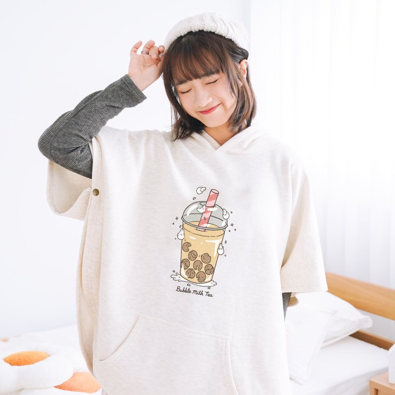 Mochi Rabbit Treasure-Thick Cape Jacket (Linen white) - เสื้อแจ็คเก็ต - ผ้าฝ้าย/ผ้าลินิน ขาว