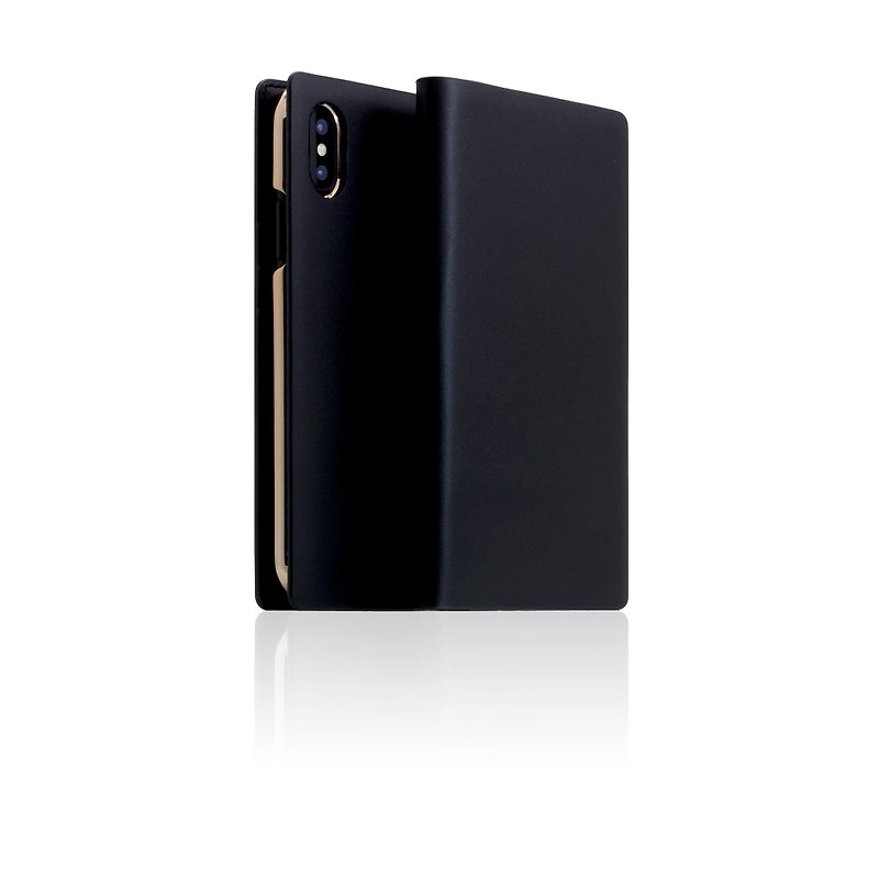 SLG Design iPhone Xs / X D5 CSL 經典小牛皮 側掀真皮皮套 - 黑 - 手機殼/手機套 - 真皮 黑色
