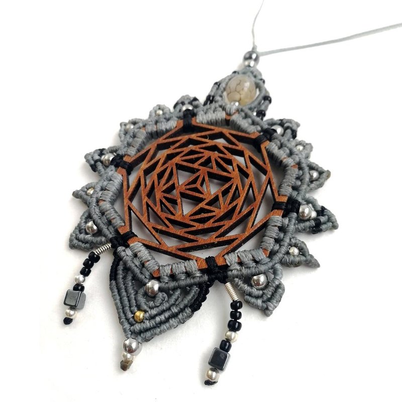 Merkaba Boho Wedding Necklace - 項鍊 - 木頭 咖啡色
