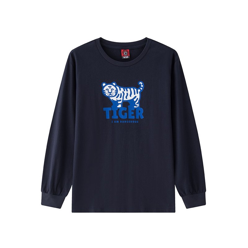 Regular Character Long-Sleeved T-Shirt - I am Dangerous Bb - Men's T-Shirts & Tops - Cotton & Hemp Blue