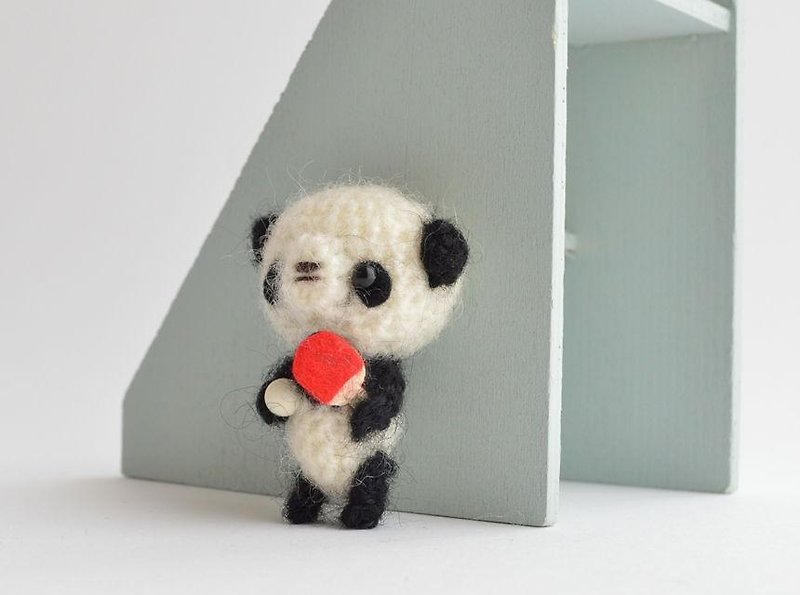 【Order Production】 Table Tennis Panda - Stuffed Dolls & Figurines - Cotton & Hemp White