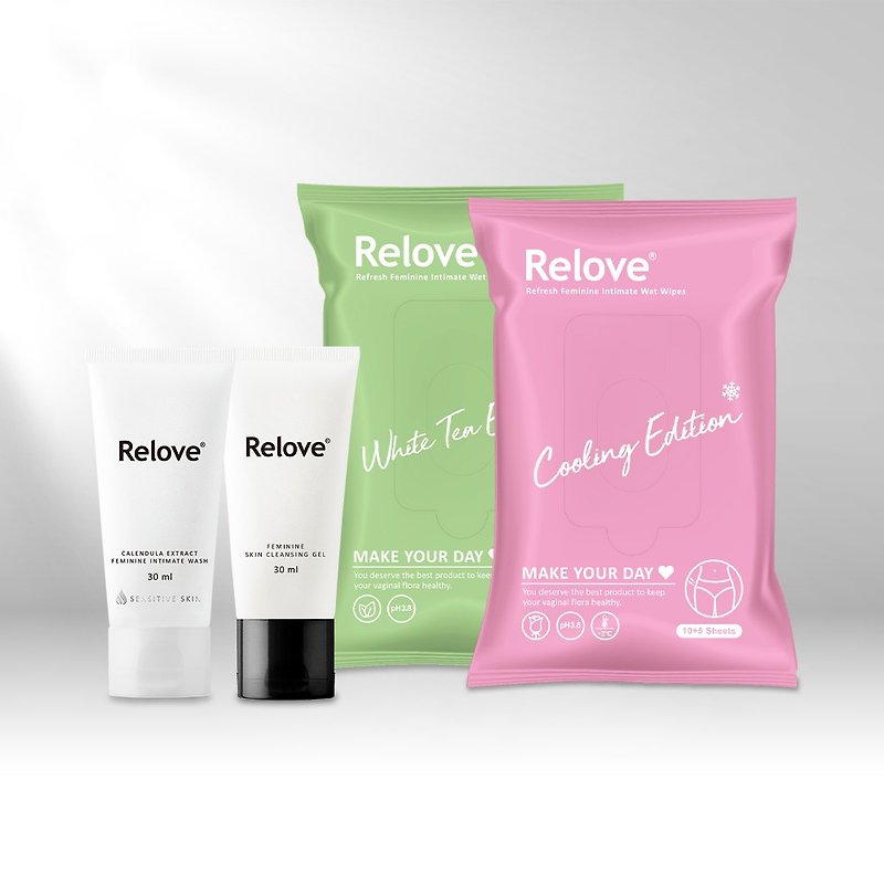 Relove Travel Cleansing Set (Private Skin Cleansing 30mlx2+Wet Wipesx2) Available in any style - ผลิตภัณฑ์ดูแลจุดซ่อนเร้น - วัสดุอื่นๆ 
