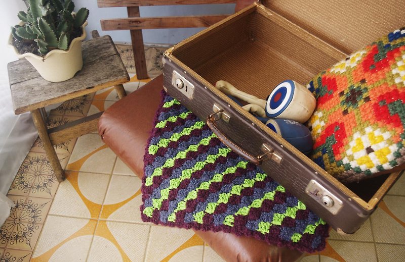 60s handmade purple crochet mat - ของวางตกแต่ง - ผ้าฝ้าย/ผ้าลินิน สีม่วง