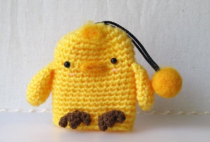 Cute little yellow duck hair baby key bag - Keychains - Polyester Yellow