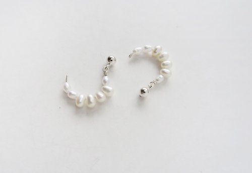 COOL & HOT 獨家 925純銀 珍珠月光 耳環或耳夾 一對