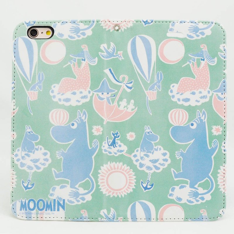 Moomin嚕嚕米正版授權-磁吸手機皮套【遊樂園】 - 手機殼/手機套 - 真皮 藍色
