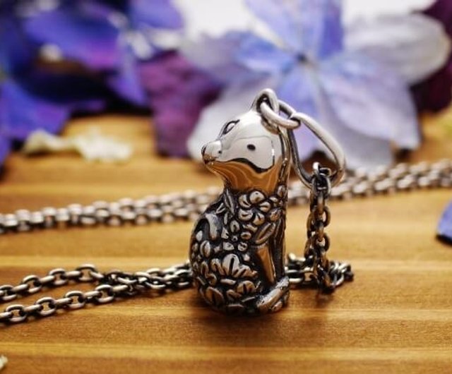 MIKAERI BINEKO BOTANICAL DOODLE ／ 見返り美猫 ボタニカル ドゥードル シルバーペンダント - ショップ DaDa  silver works ネックレス - Pinkoi