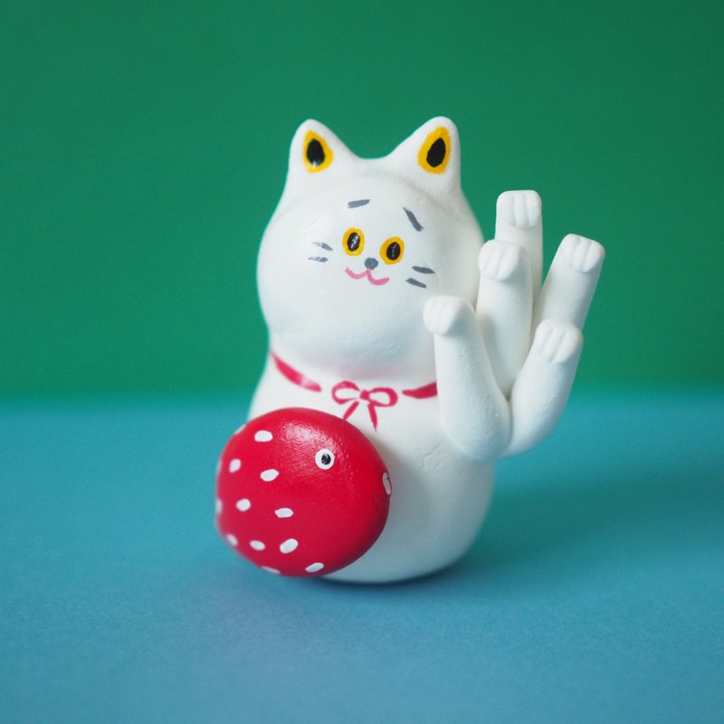 Happy cat - 公仔/玩偶 - 黏土 白色