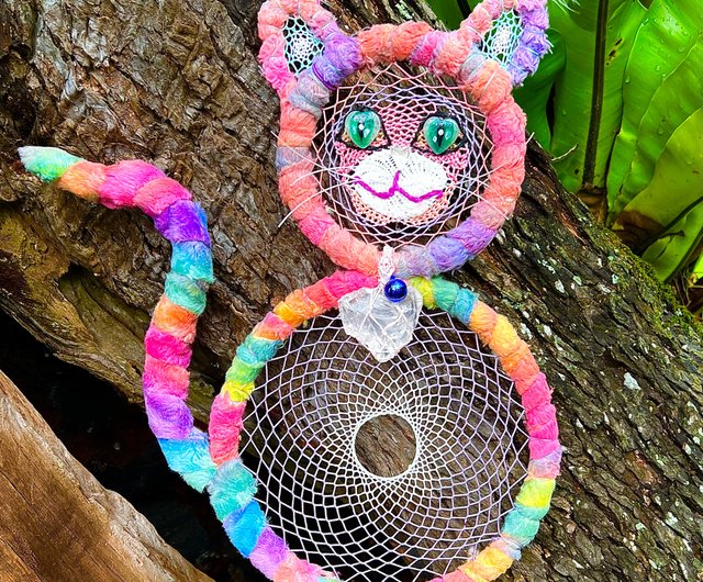 Rainbow Cat Dreamcatcher with Natural Heart Shape Azeztulite