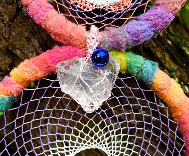 Rainbow Cat Dreamcatcher with Natural Heart Shape Azeztulite