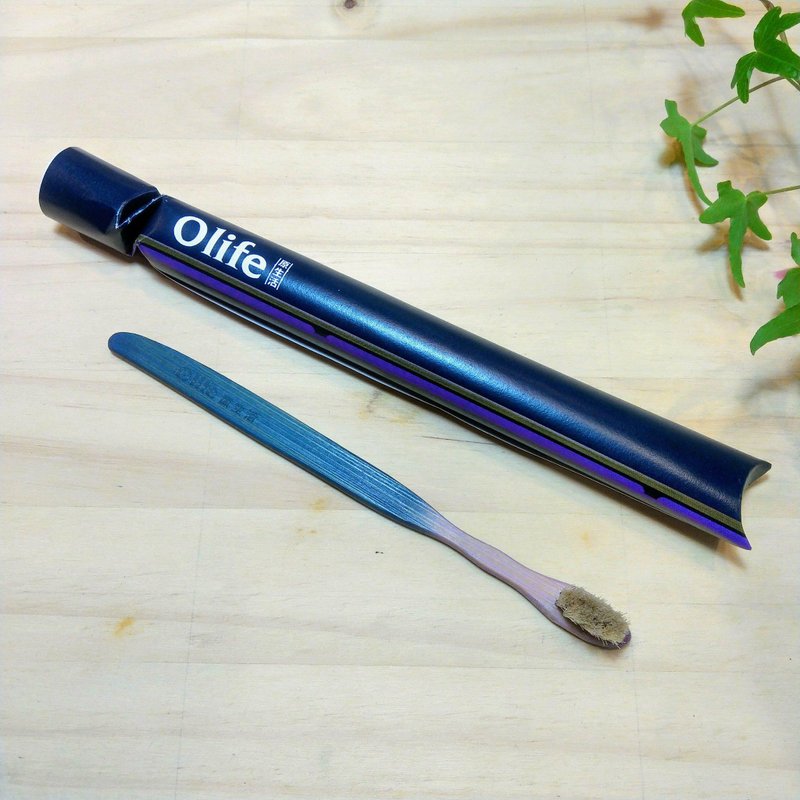 【牙套專用 外長內短ㄩ型馬毛 藍紫】Olife原生活 天然手工竹牙刷 - 其他 - 竹 多色