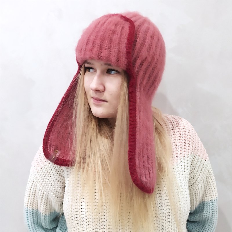 Hat pink womens warm winter | レディース帽子 - 帽子 - 其他材質 粉紅色