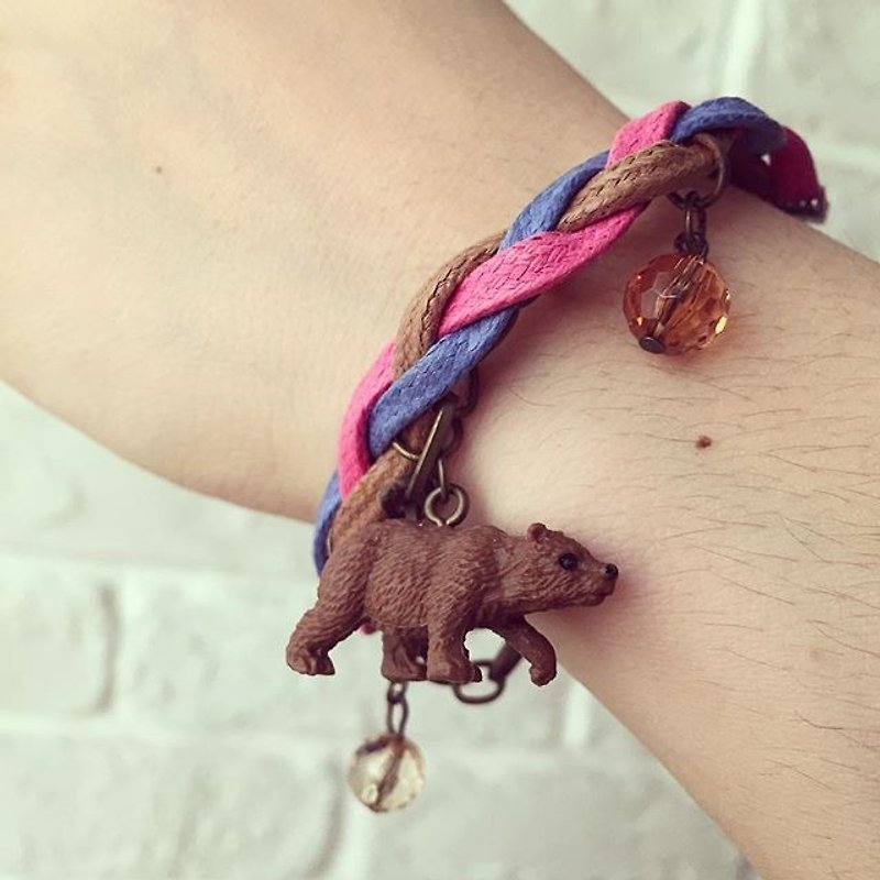 Mini brown bear animal bracelet - สร้อยข้อมือ - โลหะ สีนำ้ตาล