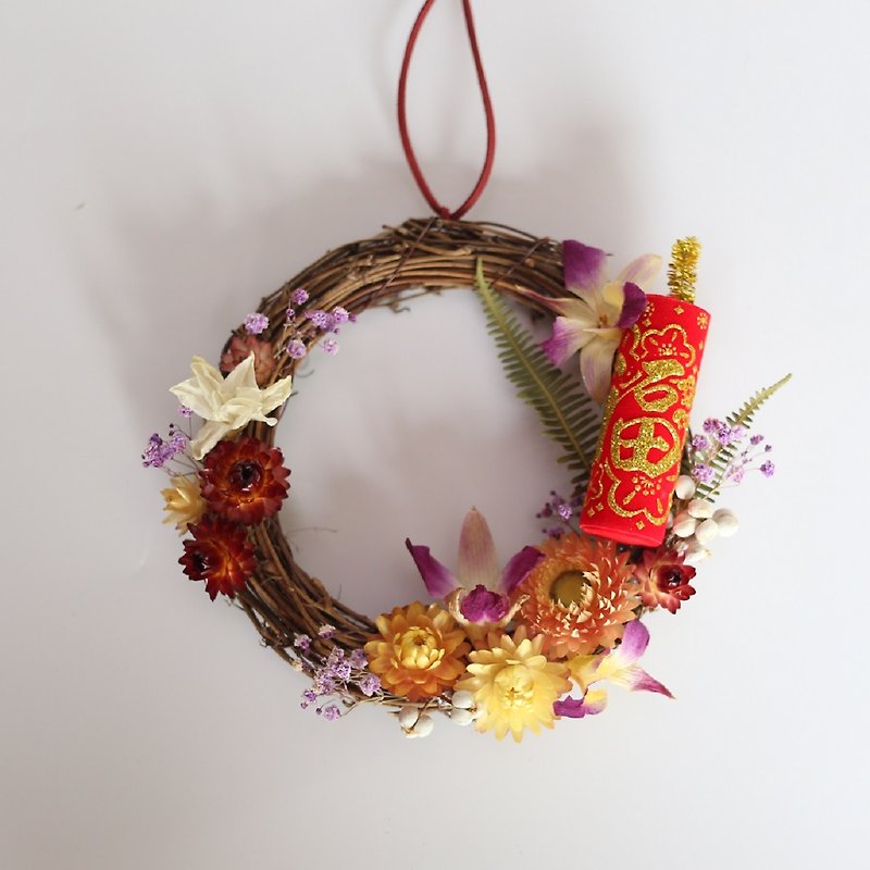 璎珞Manor*WR17*Wreath/Eternal Flower Dry Flower/New Year/Year of the Year Flower/Happiness Goods/Gifts - ของวางตกแต่ง - พืช/ดอกไม้ 
