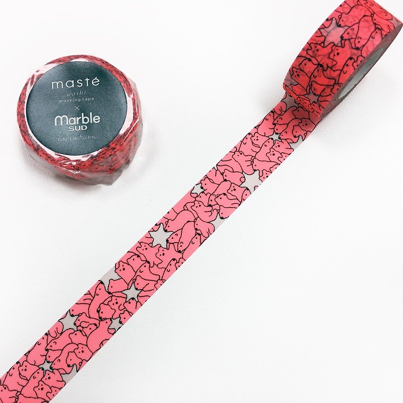 maste x marble SUD Masking Tape．Animal Series【Polor Bear (MST-ZB01-A)】 - Washi Tape - Paper Pink