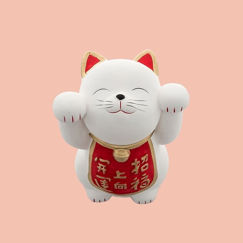 Japanese sunart gold storage box - white cat (small) - Coin Banks - Porcelain 