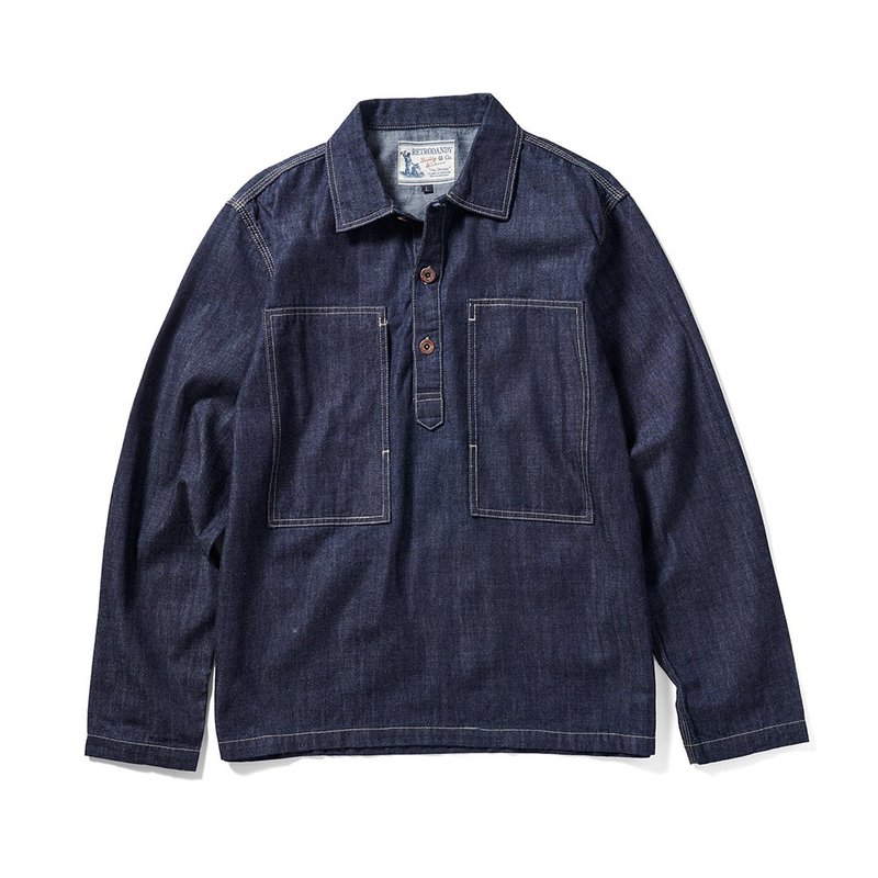 Pullover Denim Shirt - 日本丹寧 Kaihara - 男襯衫/休閒襯衫 - 棉．麻 