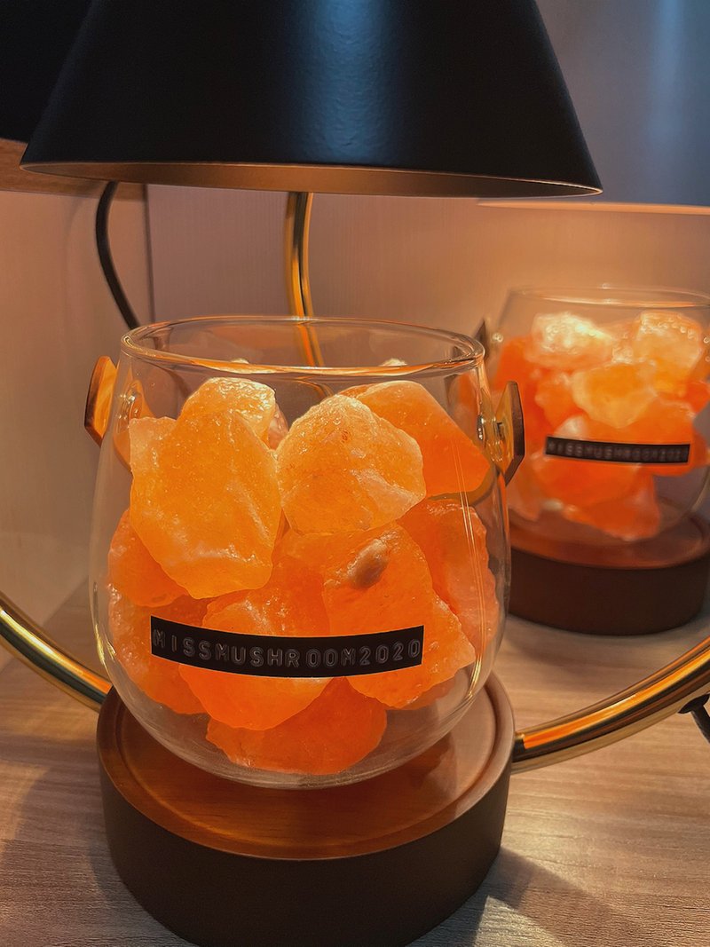 訂製 | 客製化作品 | 玫瑰鹽塊玻璃盅 | 招財礦石 | 無燈組 - 擺飾/家飾品 - 水晶 橘色