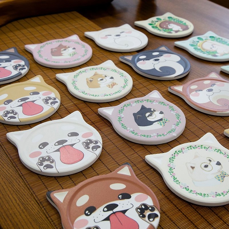 Shiba Inu University Four-color Chai Chai Ceramic Absorbent Coaster Gift Shiba Inu Gift Shiba Inu Peripherals - ที่รองแก้ว - ดินเผา หลากหลายสี
