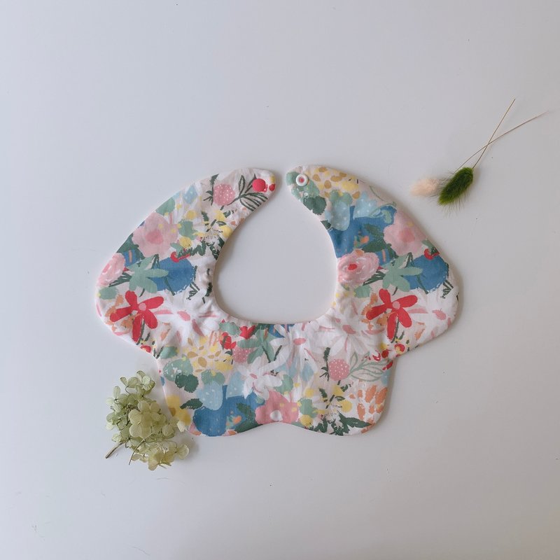 島森さん/フラワービブポケット/両面/フラワーブッシュ - スタイ - コットン・麻 ピンク