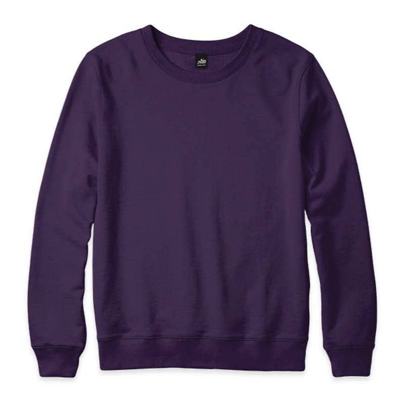 素色長袖大學T恤 - 紫 - 男 T 恤 - 棉．麻 紫色