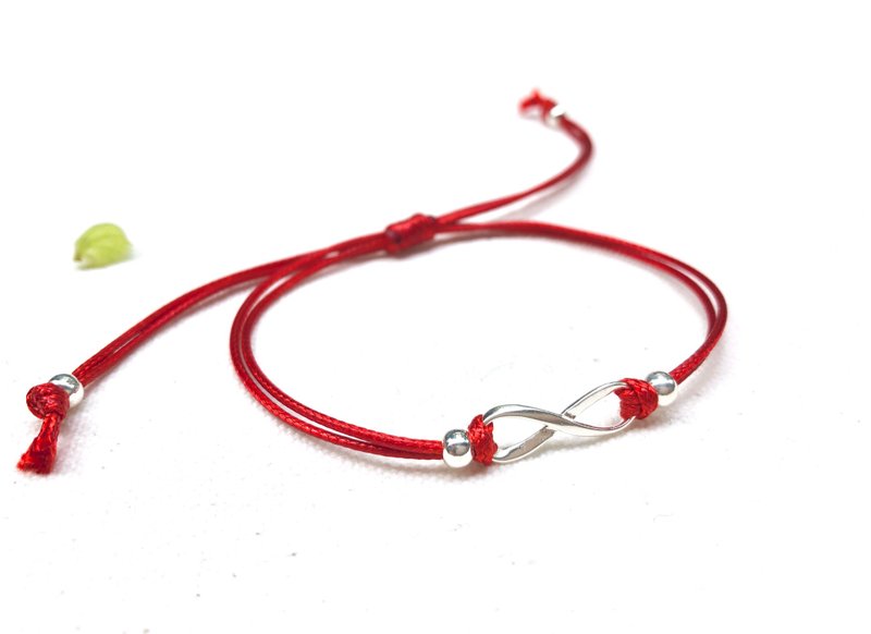 【925 sterling silver】 infinite bracelet (むげん red) - Bracelets - Sterling Silver Red