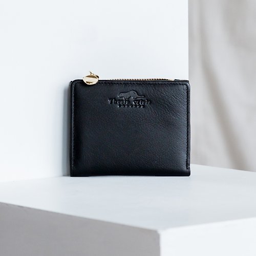 Thesis Crisis PEONY - SOFT COW LEATHER SHORT WALLET WITH COIN PURSE -BLACK