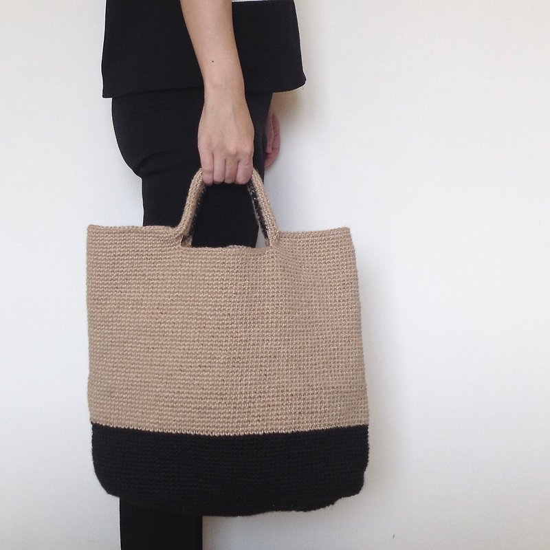 Xiao fabric - comfortable walking / twine color simple hand-woven shopping bag / bag - Handbags & Totes - Cotton & Hemp Khaki