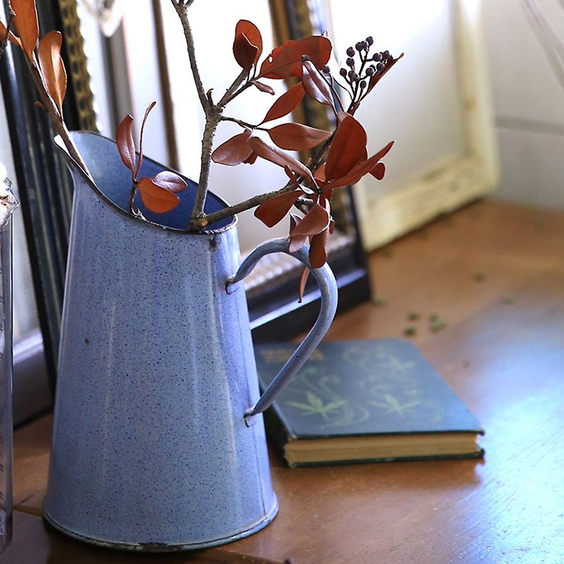 フランスのアンティークの花の3番 - 花瓶・植木鉢 - 琺瑯 ブルー