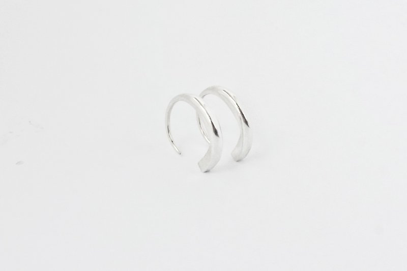Beautiful Horn Metalworking Line Series Earrings - Earrings & Clip-ons - Sterling Silver Gray
