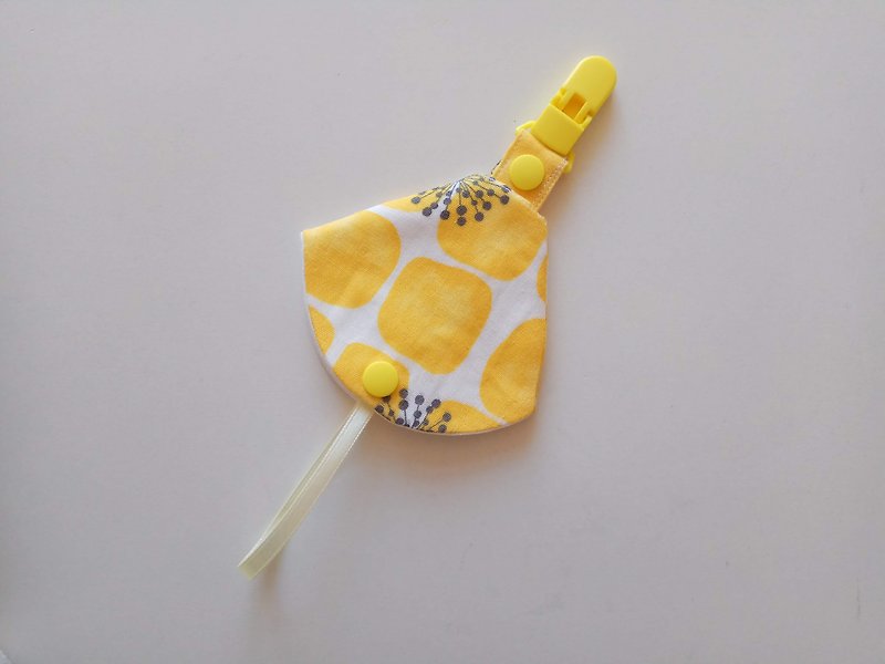 Yellow square two-in-one pacifier clip <pacifier dust cover + pacifier clip> dual function - Bibs - Cotton & Hemp Yellow