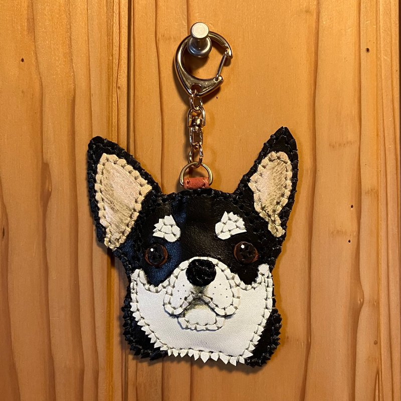 Black and white chihuahua - Charms - Genuine Leather 