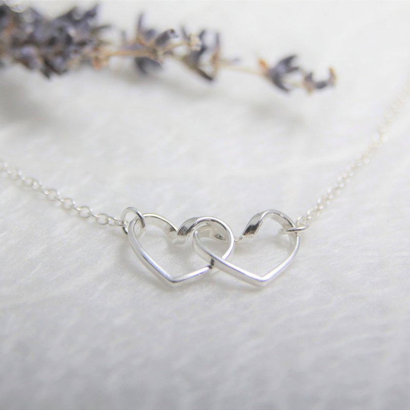 [Heart-to-Heart] Double Love Necklace / Activity Love / Pure Hand / Sterling Silver Necklace / Original Handmade - Collar Necklaces - Sterling Silver Silver