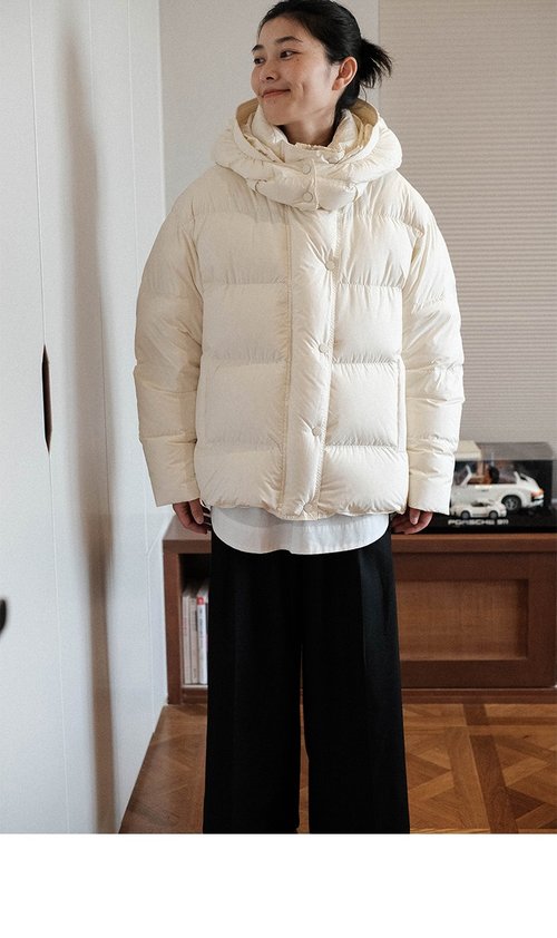 與她 With her 加厚白鴨絨可拆卸連帽羽絨服