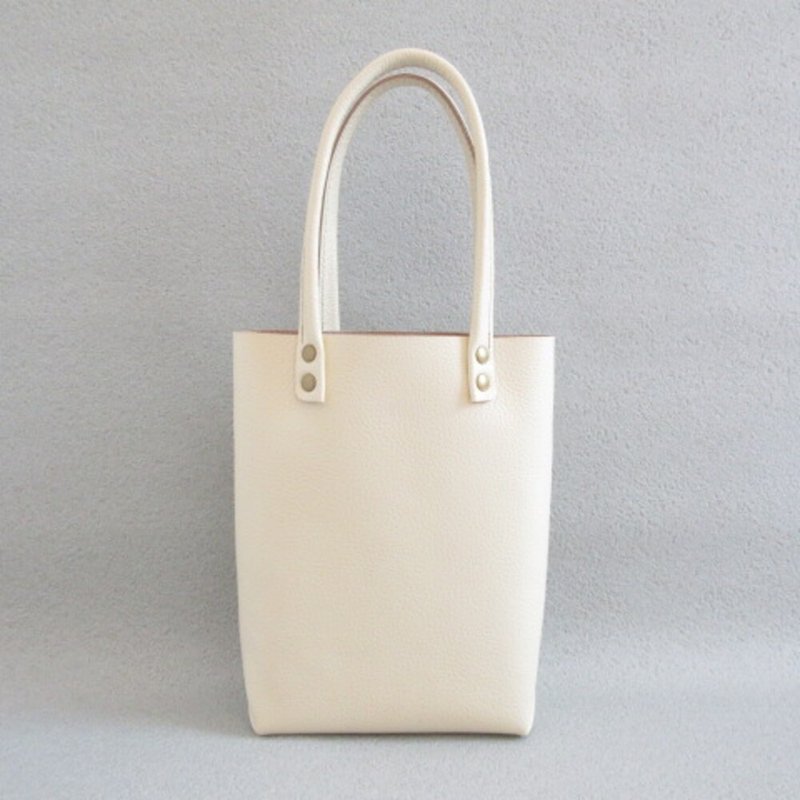 とっても持ちやすい・牛革・ぷっくり三角マチBOXミニトート・シュリンク・クリーム・0537 - 手提包/手提袋 - 真皮 黃色