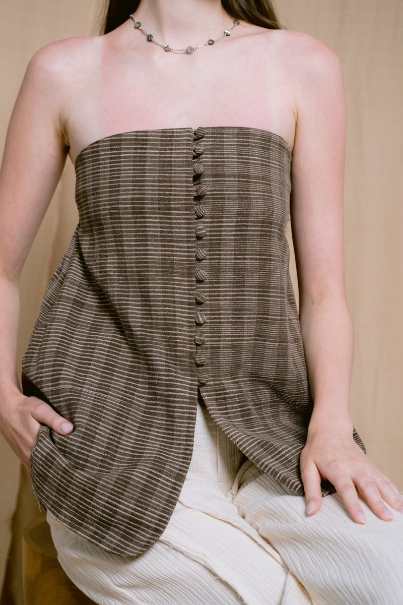 Palit Emily strapless top (Brown) - 女上衣/長袖上衣 - 棉．麻 