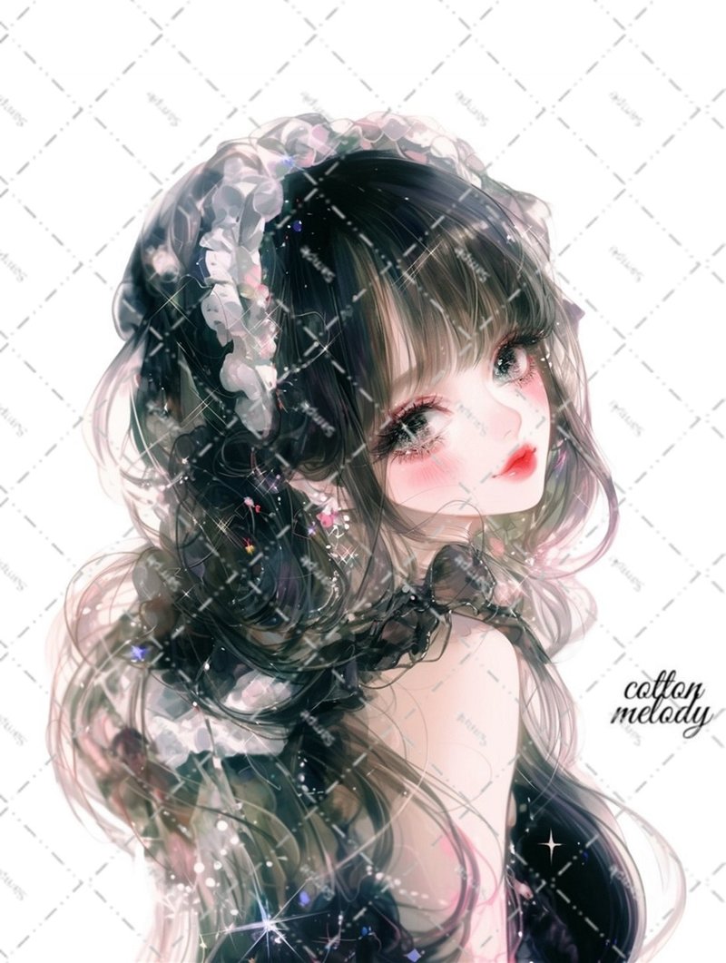 original sticker no.5624 人物ステッカー オリジナルステッカー 人物ステッカー 女の子ステッカー オリジナル人物ステッカー - 貼紙 - 紙 