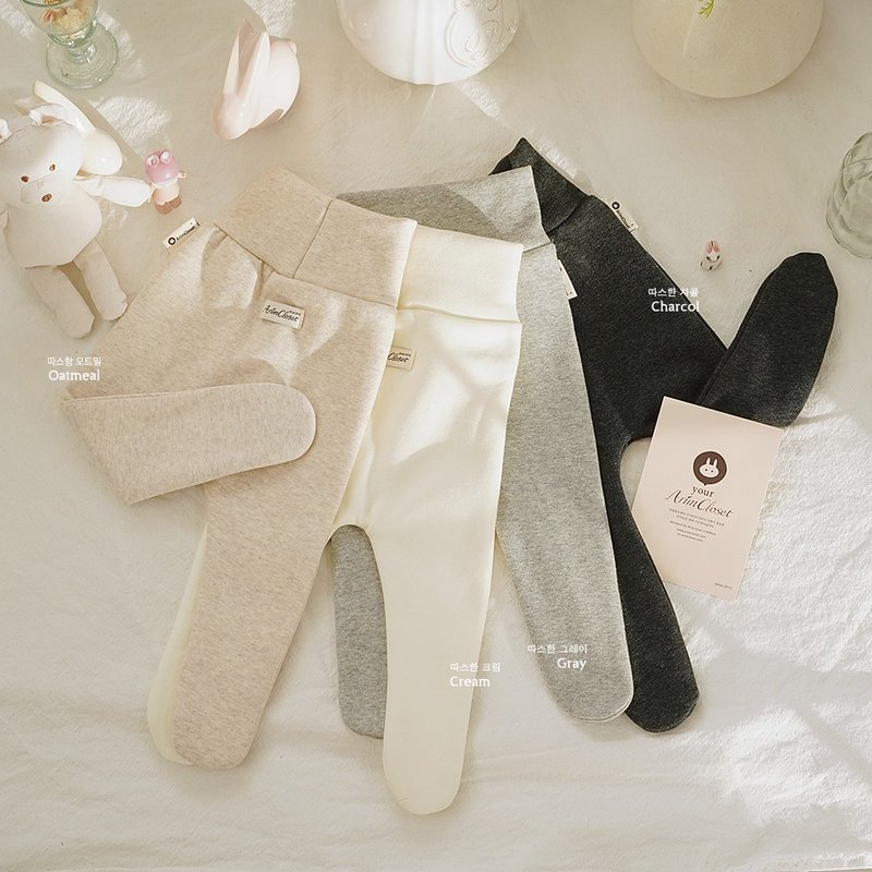4color cotton baby winter foot leggings - 男/女童長褲/短褲 - 其他材質 多色
