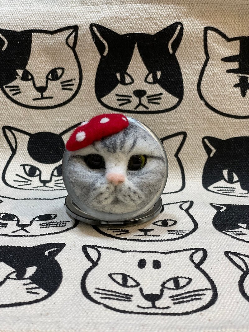 香菇貓貓雙面鏡盒 - 其他 - 羊毛 
