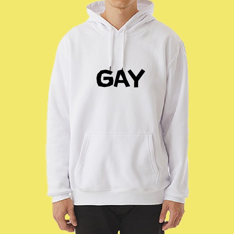 GAY PRIDE 彩虹 同志 帽T 衣服 長袖 白色 黑色 厚磅 台灣印製 - 男 T 恤 - 棉．麻 多色