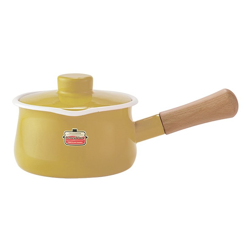 15cm single handle 珐琅 milk pot 1.2L - mustard yellow - Cookware - Enamel 